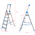 Drabina jednostronna 5 stopniowa aluminiowa Wide Step LEMAR 020205 - 2