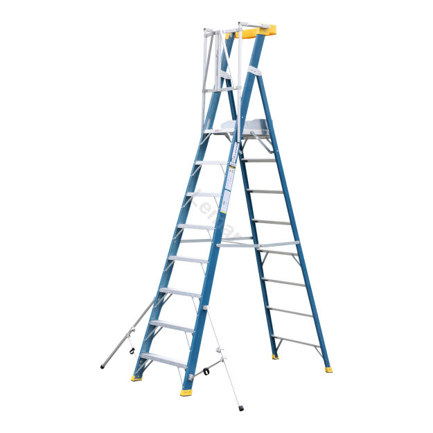 Drabina magazynowa, podest roboczy 8 stopniowa z włókna szklanego Fiber Tech Pro Gate LEMAR 013208