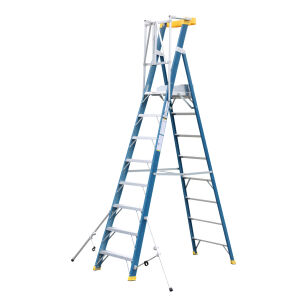 Drabina magazynowa, podest roboczy 8 stopniowa z włókna szklanego Fiber Tech Pro Gate LEMAR 013208