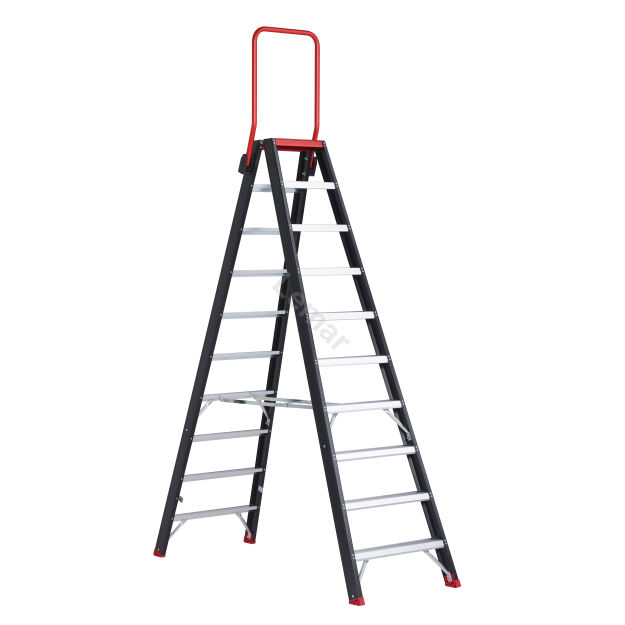 Drabina dwustronna 2x10 stopnie aluminiowa Taurus Tdo z poręczą ALTREX 192610