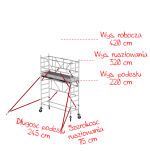 Rusztowania aluminiowe Altrex 5100-S NOWA NORMA-0,75x2,45- wys.robocza:4,20m, wys.podestu:2,20m - 2