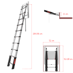 Drabina włazowa teleskopowa 1x10 stopni aluminiowa Loft Maxi TELESTEPS 72527-541 - 4