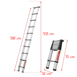 Drabina teleskopowa 1x9 stopni aluminiowa Eco Line TELESTEPS 20130-501 - 2
