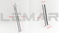 Drabina rozsuwana z linką 2x12 stopni z włókna szklanego Fiber Tech Rope LEMAR 050012 - 2