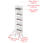 Rusztowania aluminiowe Altrex 5200-S NOWA NORMA-1,35x1,85- wys.robocza:12,20m, wys.podestu:10,20m - 2