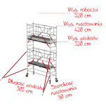 Rusztowania aluminiowe Altrex 5100-S PLUS NOWA NORMA-0,90x3,05- wys.robocza:5,20m, wys.podestu:3,20m - 2