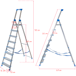 Drabina jednostronna 8 stopniowa aluminiowa Wide Step LEMAR 020208 - 2