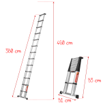 Drabina teleskopowa 1x12 stopni aluminiowa Eco Line TELESTEPS 20138-601 - 2