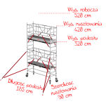 Rusztowania aluminiowe Altrex 5100-S PLUS NOWA NORMA-0,90x1,85- wys.robocza:5,20m, wys.podestu:3,20m - 2