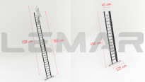 Drabina rozsuwana z linką 2x16 stopni z włókna szklanego Fiber Tech Rope LEMAR 050016 - 2