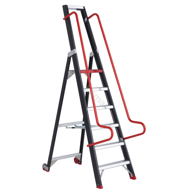 Drabina magazynowa 6 stopniowa aluminiowa Taurus Tme ALTREX 193206