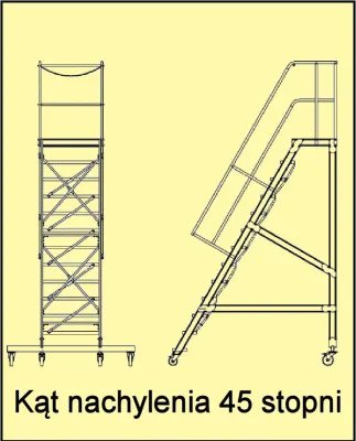 Schody magazynowe jezdne 45 stopni Drabex