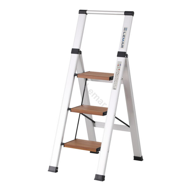 Drabina domowa 3 stopniowa aluminiowa Slim Space LEMAR 030303